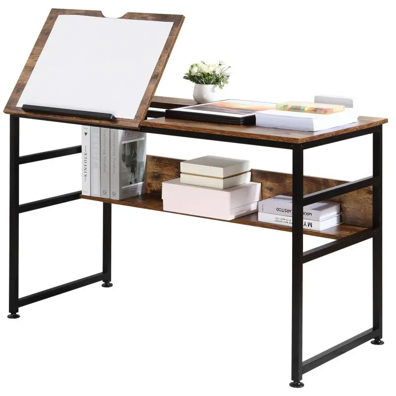 Tilting Drafting Table with Shelf, 120 cm