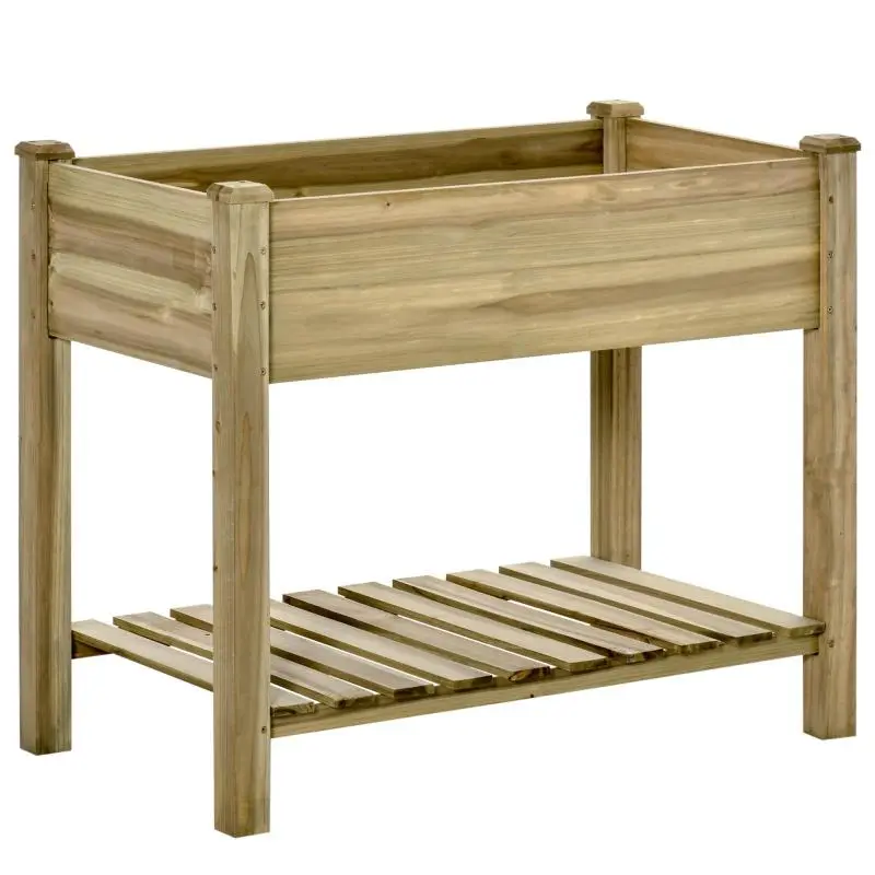 Raised Garden Bed with Storage Shelf, 91 cm