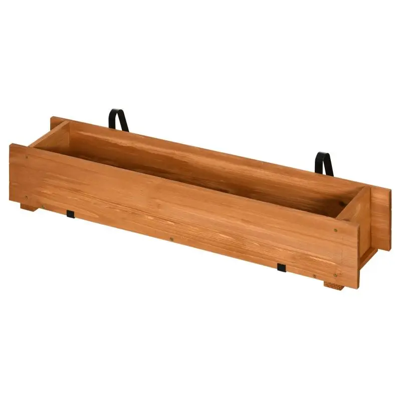 Rectangular Wooden Planter with Hooks, 91 cm