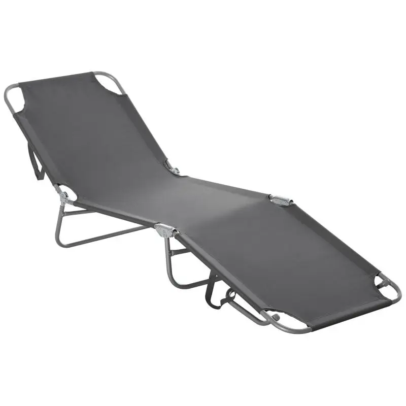Foldable Sun Lounger with Adjustable Backrest, Grey