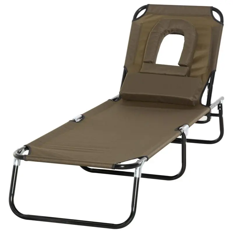 Folding Sun Lounger with Reading Hole
