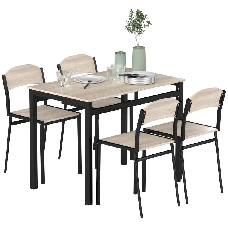 5-Piece Dining Set with Oak-Effect Tabletop
