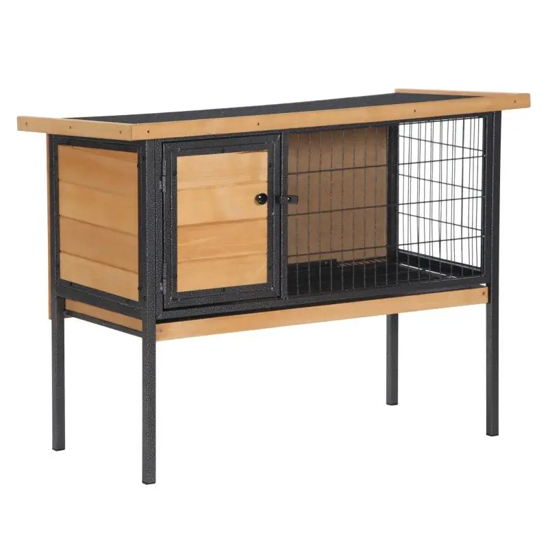 Wooden Rabbit Hutch with Opening Roof, 91.5 × 45 × 70 cm