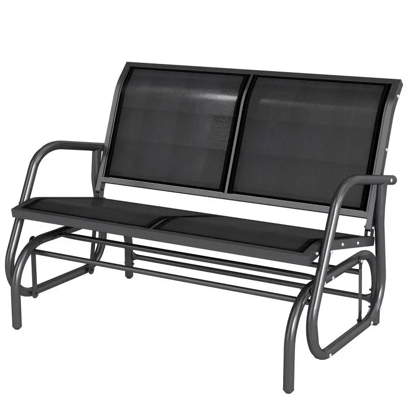 2-Seater Garden Rocking Bench, 120 × 70 × 85 cm, Black