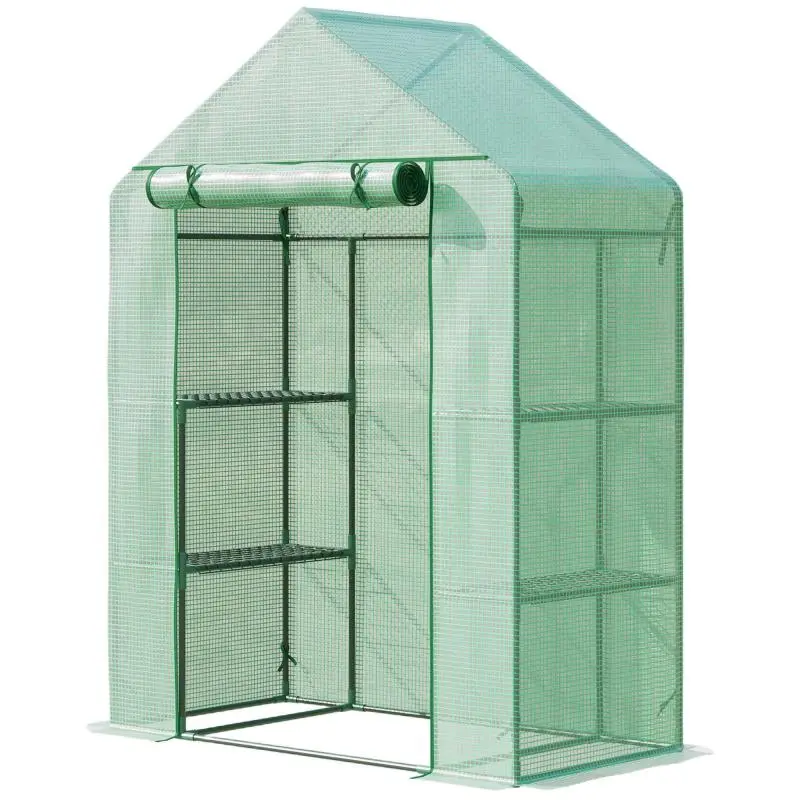 Garden Greenhouse with 3-Tier Shelves, 141 cm, Green