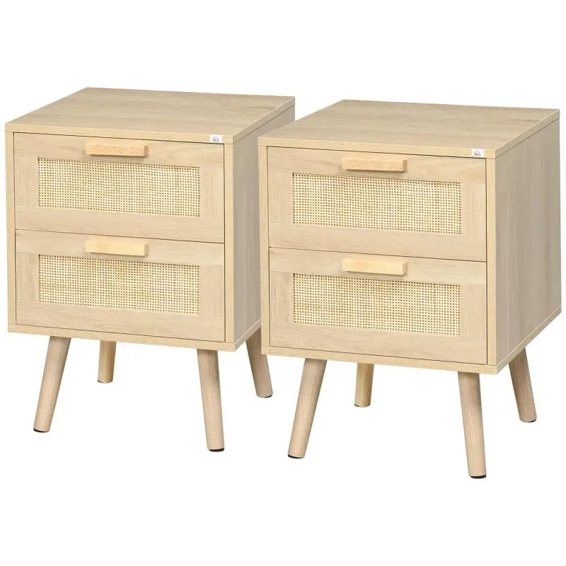 Set of 2 Bedside Tables with 2 Drawers