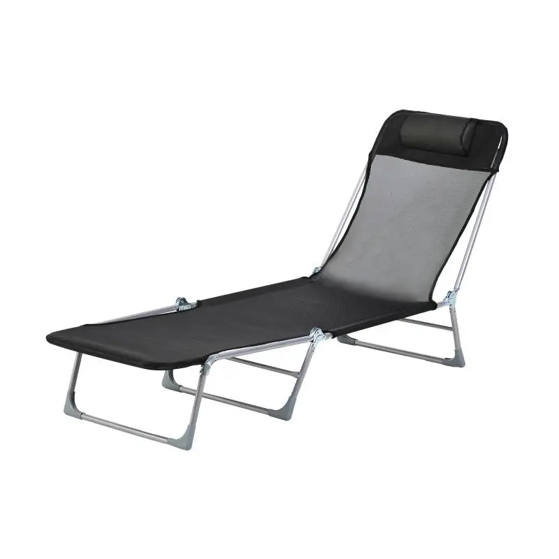 Foldable Reclining Sun Lounger with Pillow