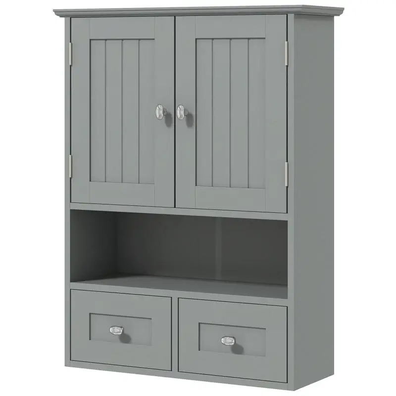 Wall-Mounted Bathroom Cabinet with 2 Drawers, Black