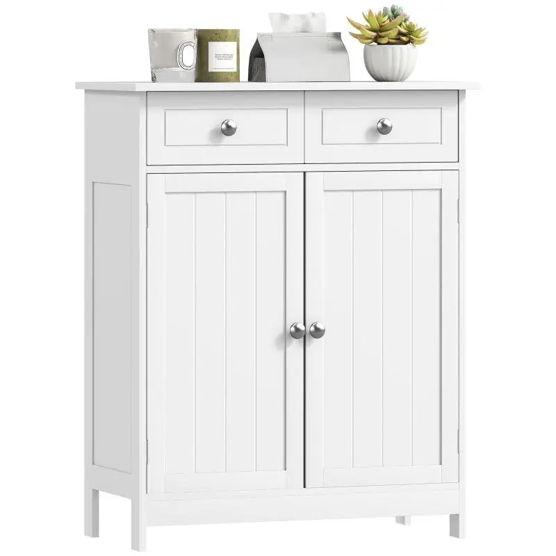 Bathroom Storage Unit with 2 Drawers, 2-Door Cabinet