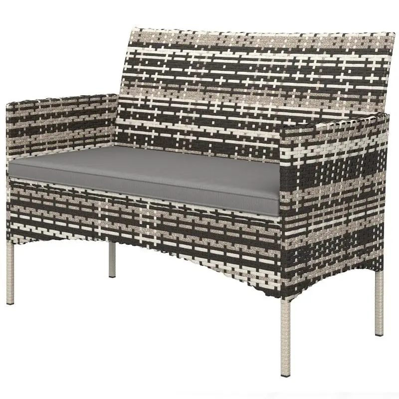 2-Seater PE Rattan Garden Sofa with Cushions