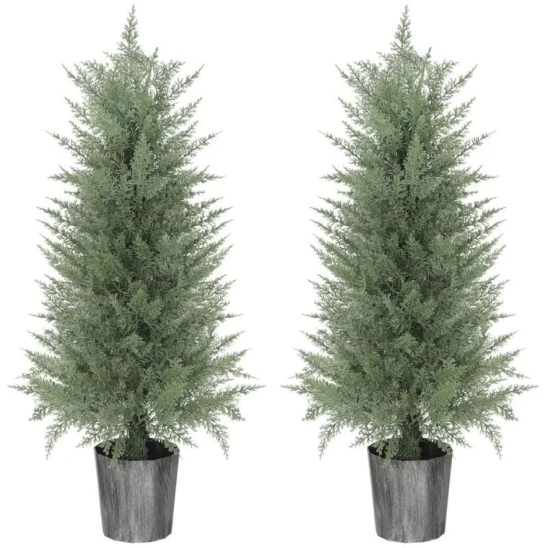 Set of 2 Artificial Cypress Trees, 90 cm