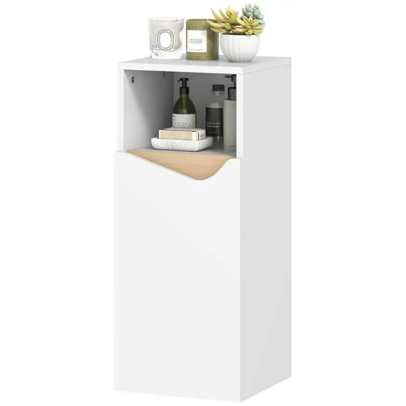 Narrow Bathroom Cabinet with Adjustable Shelf, White
