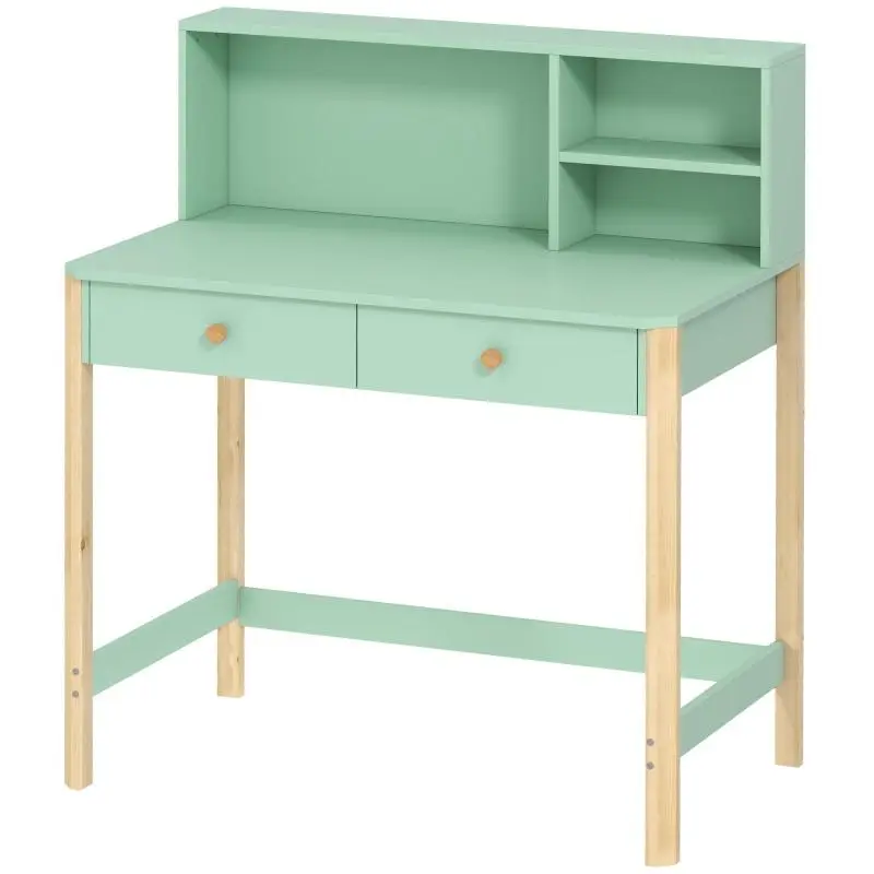 Children's Desk with Drawers and Shelf, Green