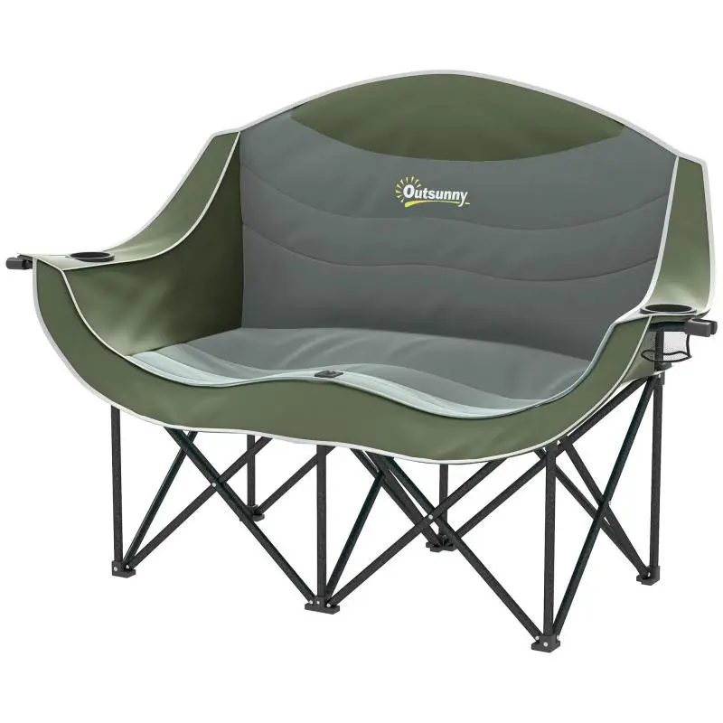 Foldable Double Camping Chair, Green