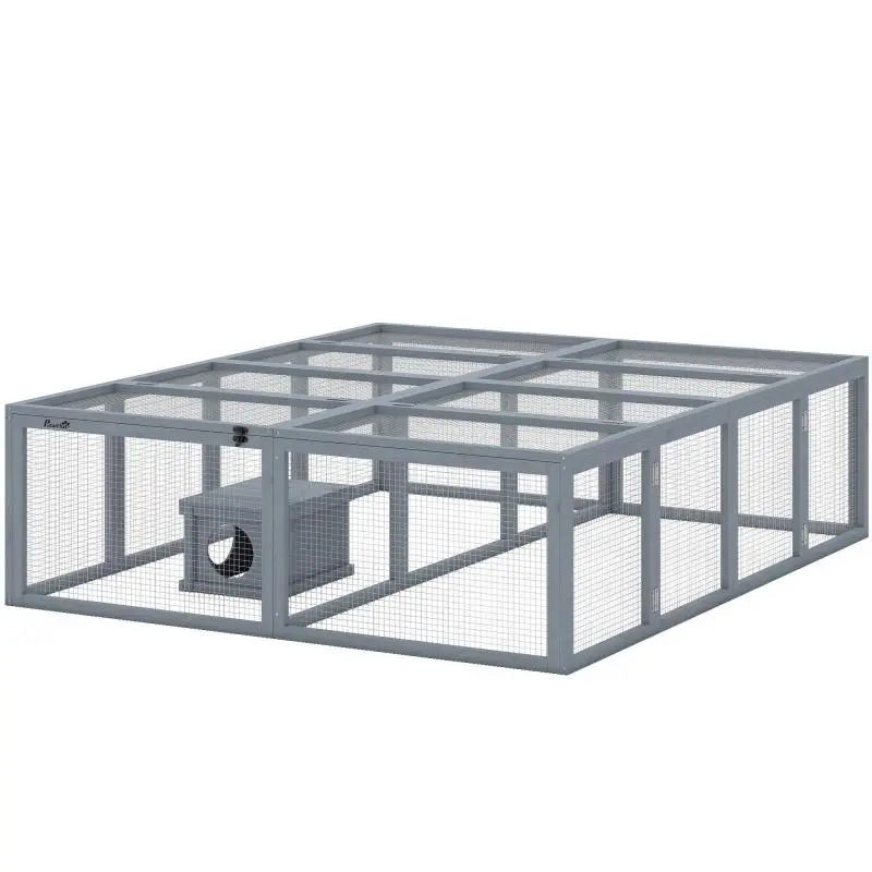 Wooden Rabbit Hutch with Run and 2 Doors