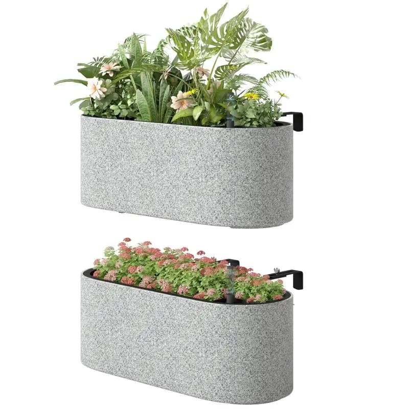 Set of 2 Hanging Planters with Drainage Hole and Hooks