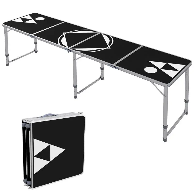 Folding Camping Table, Height Adjustable, Black