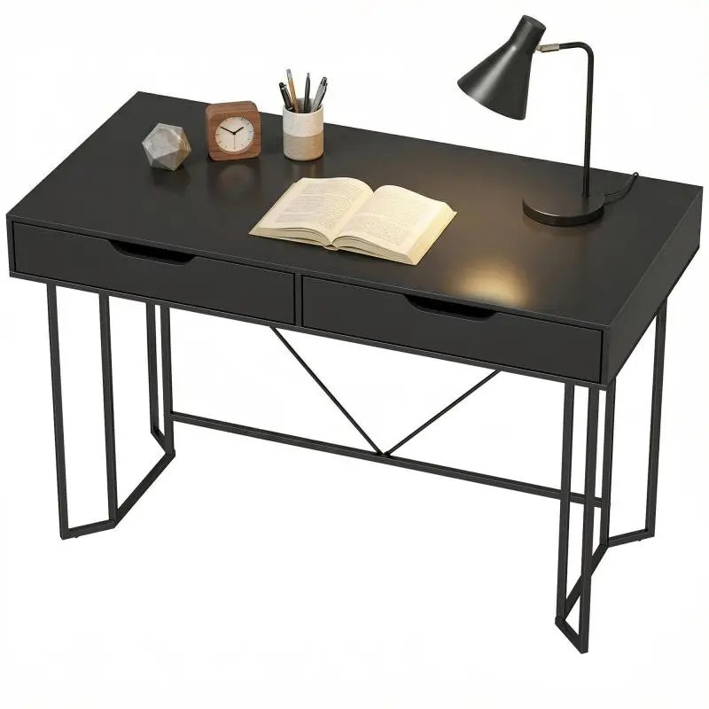 Computer Desk with 2 Drawers, 120 cm, Black