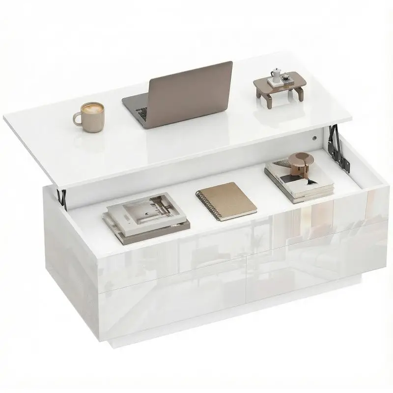 Height-Adjustable Coffee Table with 2 Drawers