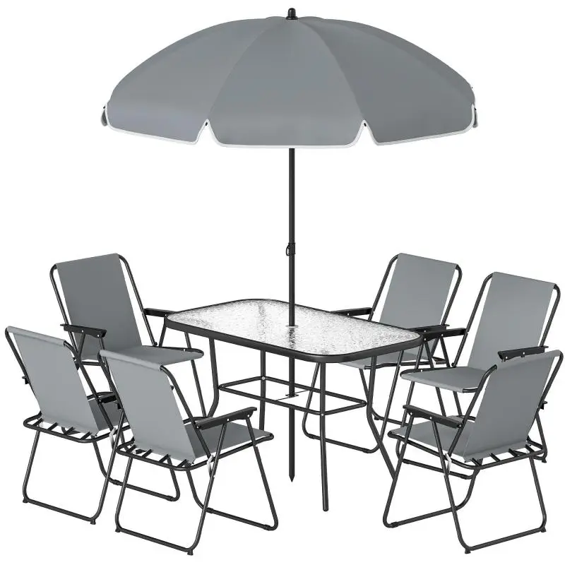 Garden Furniture Set with Parasol, Grey
