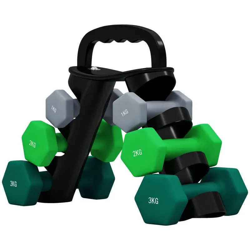 Dumbbell Set with Storage Rack, 6 Pieces