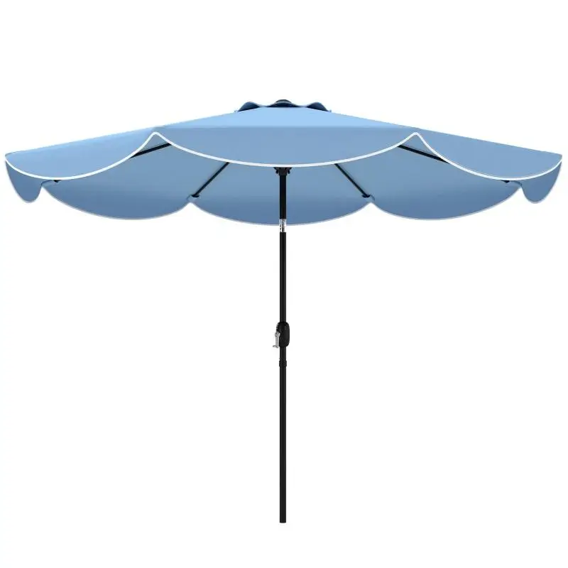 Round Parasol with 3-Way Tilt, Sky Blue, 265 cm