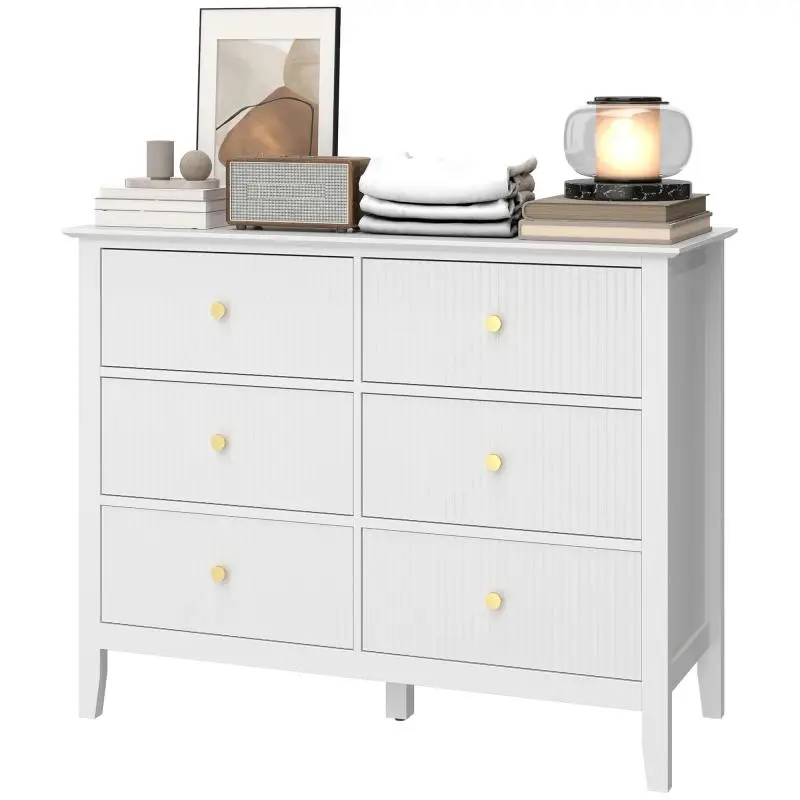 6-Drawer Sideboard, 100 × 40 × 78 cm, White