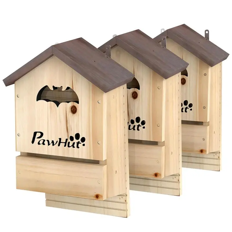 Set of 3 Fir Wood Bat Boxes