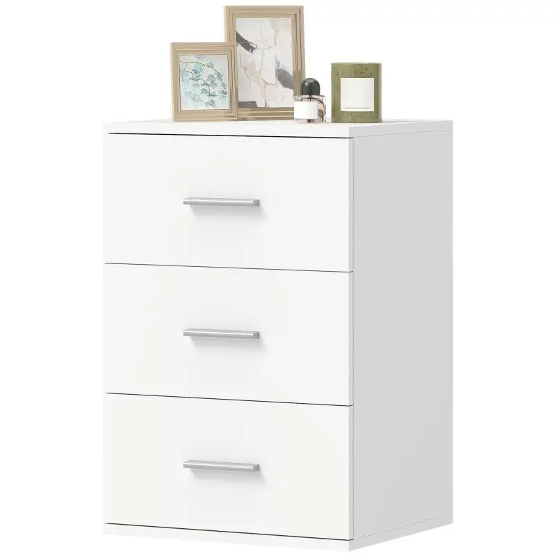 3-Drawer Nightstand, White