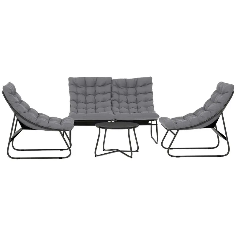 4 Piece Patio Furniture Set with Round Table, Grey