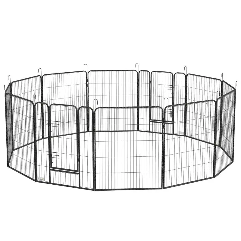 12-Piece Foldable Puppy Playpen, Grey