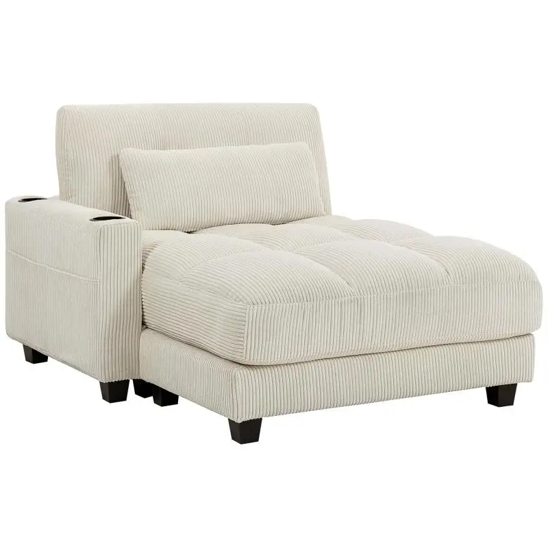 Sofa Bed with Cup Holders, Cream White