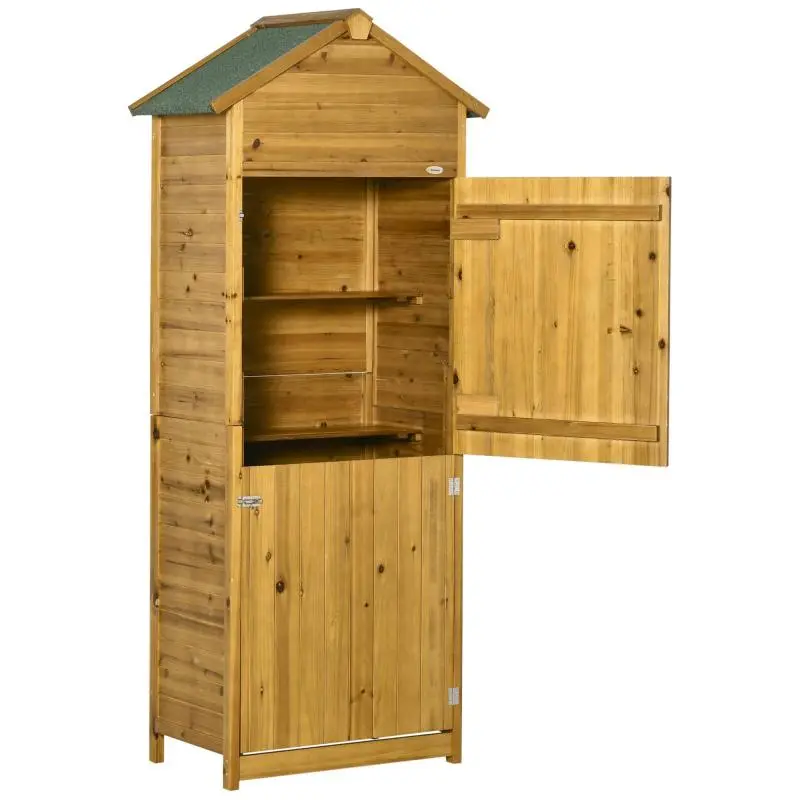 Wooden Garden Tool Cabinet with 2 Shelves