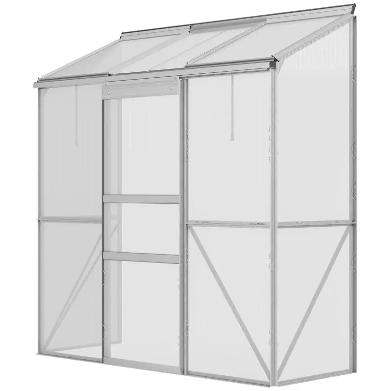 Lean-To Greenhouse with Sliding Door, 192 cm