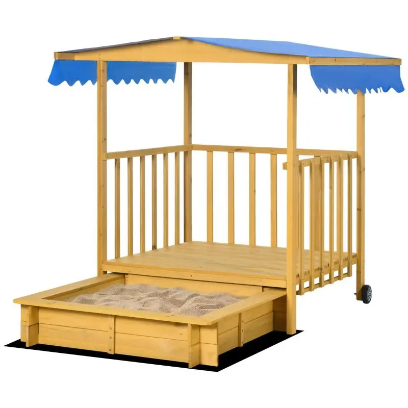 Sandbox with Playhouse and Roof, 133 cm