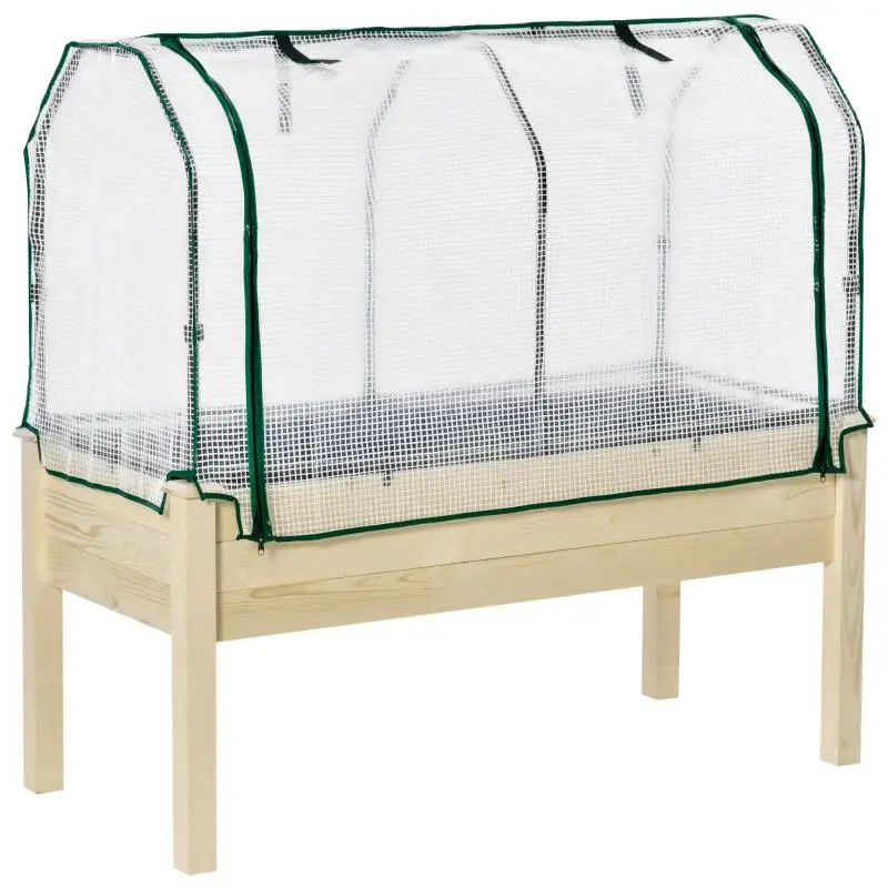 Raised Garden Bed with Roll-Up Cover, 121 × 55 × 117 cm
