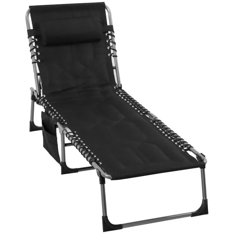 Foldable Garden Sun Lounger with 5-Position Backrest