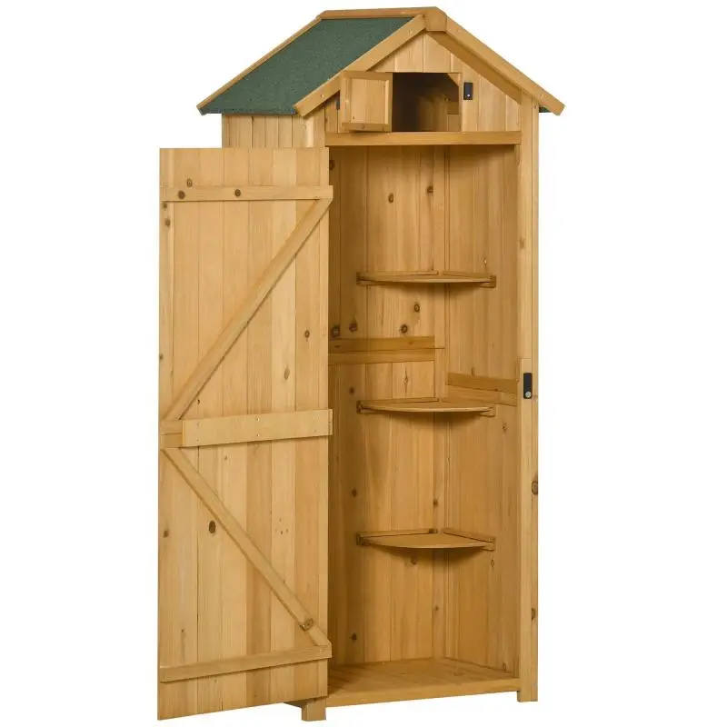 Wooden Garden Cabinet with Shelves, 179 cm High