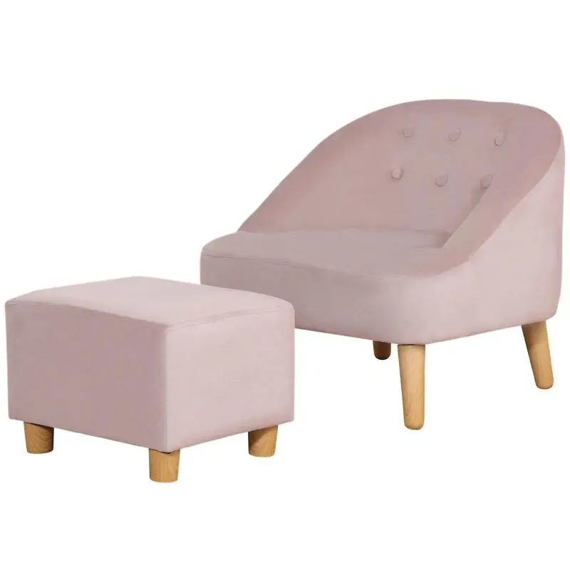 Children’s Armchair with Ottoman, Pink