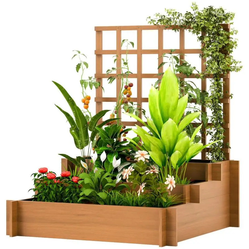Raised Garden Bed with Trellis, 95 cm