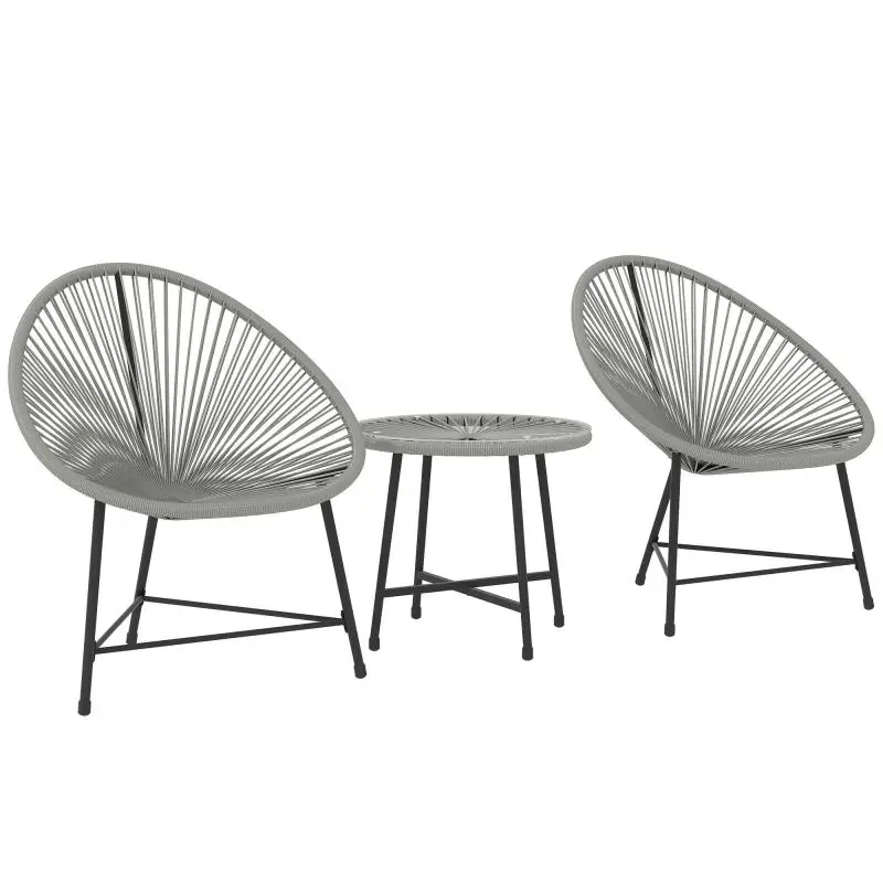 3-Piece Outdoor Seating Set with Glass Top Table