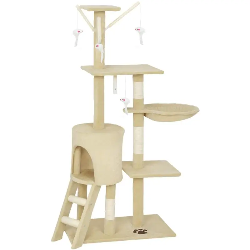Cat Tree with Cave and Sisal Posts, 134 cm