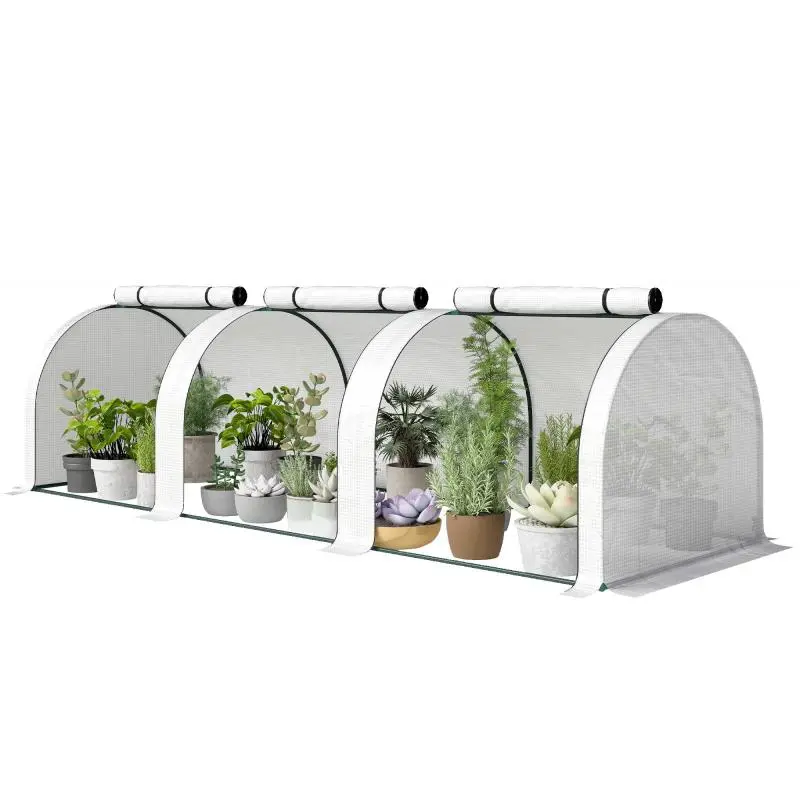 Tunnel Greenhouse with 3 Windows, 295 cm
