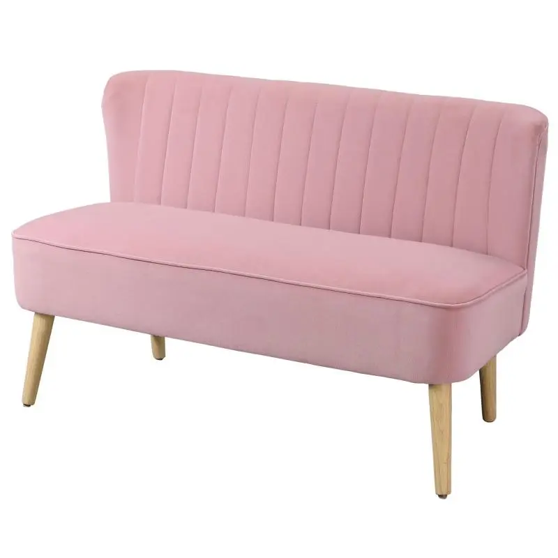 Wide 2-Seater Fabric Sofa, Pink