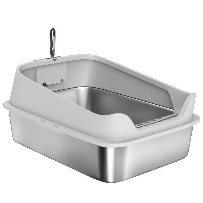 Stainless Steel Open Litter Box for Large Cats