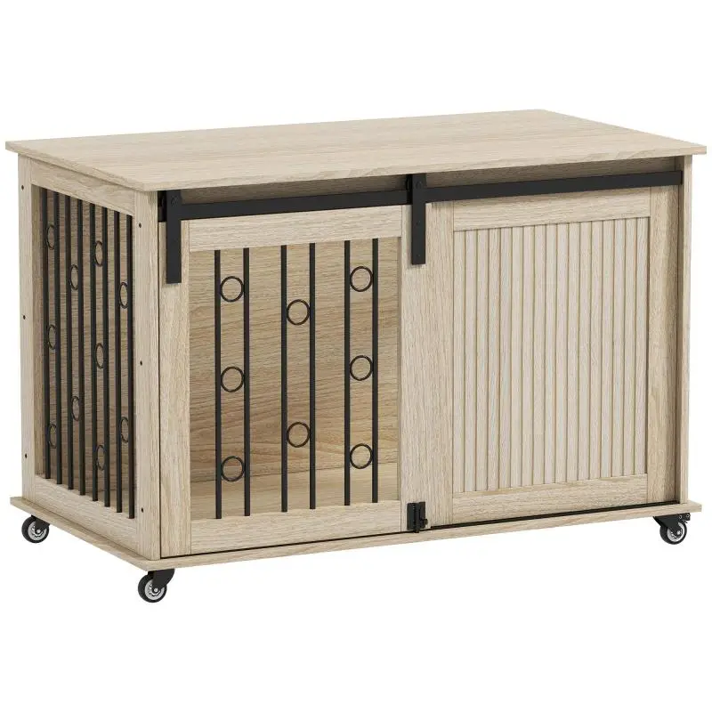 Sliding Door Dog Crate on Wheels, 100 x 56 x 65 cm