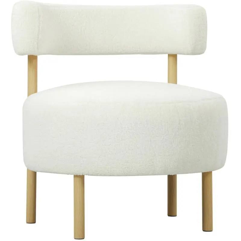Bouclé Armchair with Wood-Effect Legs