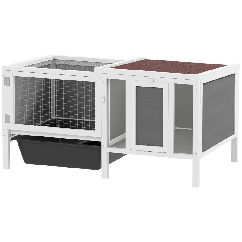 Wooden Rabbit Hutch with Run, 105 x 57.5 x 51.5 cm
