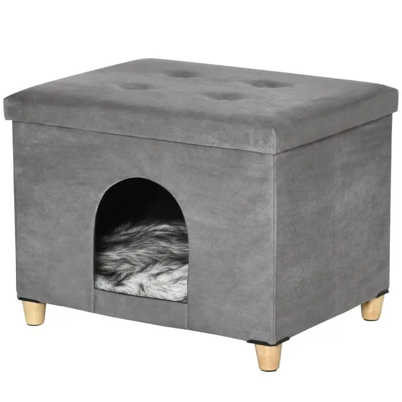 Cat House Stool with Cushion, 60 x 45 x 44.5 cm