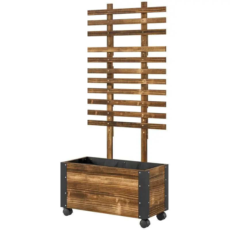 Raised Garden Bed with Trellis and Castors